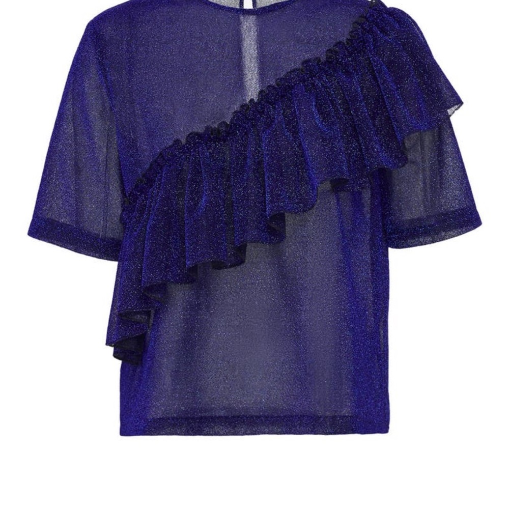 Designer funky sheer blue blouse